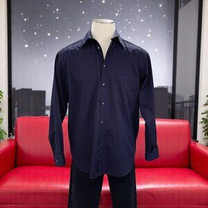 Crazy Horse By Claiborne Mens Dress Shirt Purple Sateen Classic Fit Size 16.5